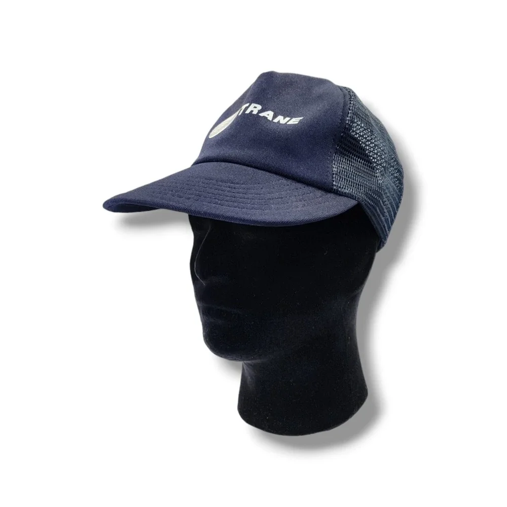 Vintage Trane Mesh Foam Snapback Trucker Hat Cap Blue USA‎ Made
